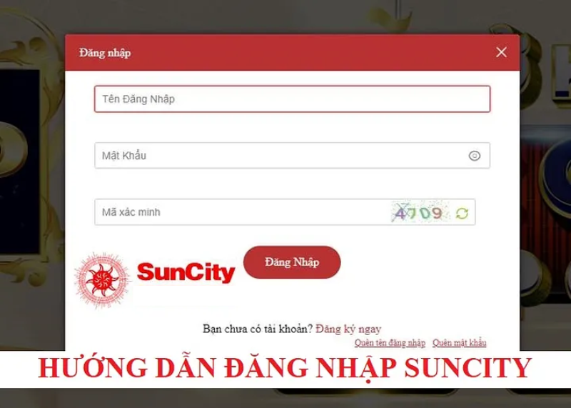 Nhập thông tin để đăng nhập suncity